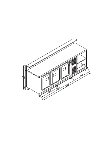 Banco bar refrigerato 3 sportelli motore interno da cm. 250