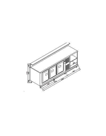 Banco bar refrigerato 3 sportelli motore interno da cm. 250