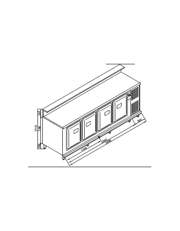 Banco bar refrigerato 4 sportelli motore interno da cm. 250