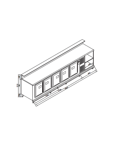Banco bar refrigerato 5 sportelli motore interno da cm. 350