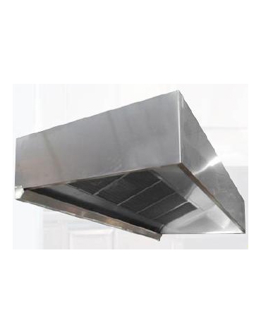 Cappa inox cubica a parete ECOLOGICA con motore cm. 220x90x40h