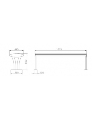 Panchina senza schienale in acciaio zincato e verniciato, doghe in legno di pregio - cm 160x44,5x50h