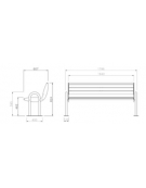 Panchina con struttura e braccioli in metallo - Seduta e schienale in legno di pregio - cm 179,6x61x81,8h