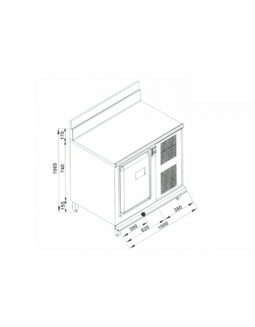 Retrobanco refrigerato da cm. 100
