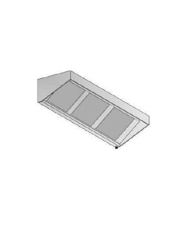 Cappa ecologica a parete snack inox per ristorante con carboni attivi cm 100x78x15/40h