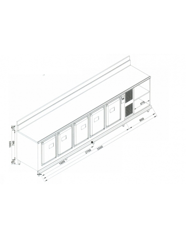 Retrobanco refrigerato da cm. 350