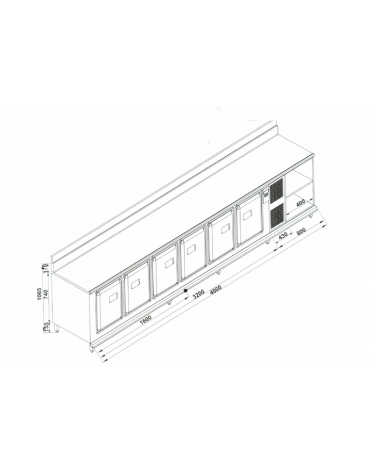 Retrobanco refrigerato da cm. 400