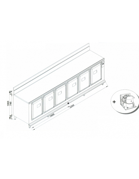 Retrobanco refrigerato da cm. 320