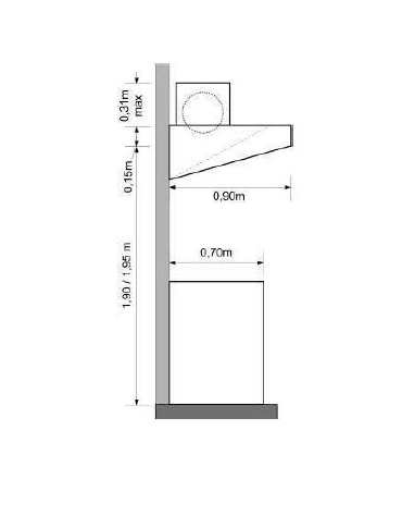 Cappa snack a parete inox ecologica con motore cm 160x90x15/40h