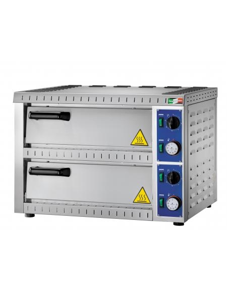 Forno elettrico per pizza Camera doppia con vetro - Dimensioni interne cm  41x36x8h - capacità 1+1 pizze Ø 35 cm 