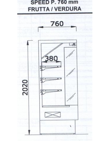 Espositore murale refrigerato per frutta e verdura cm 258x76x204