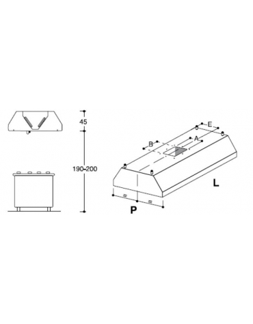 Cappa centrale inox professionale per ristorazione cm 130x360x45