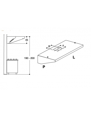 Cappa inox a parete professionale per ristorante cm 100x90x45h