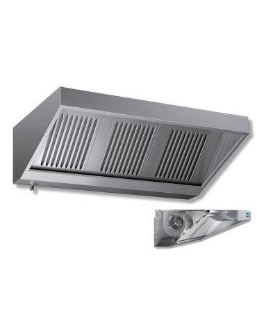 Cappa inox a parete con motore per ristorante cm 100x110x45h