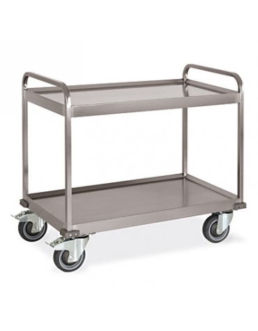 Carrello inox per trasporto pesante-2 piani a vasca cm108x61x96h