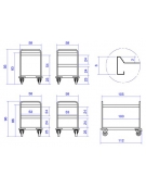 Carrello inox per trasporto pesante-2 piani a vasca cm108x61x96h