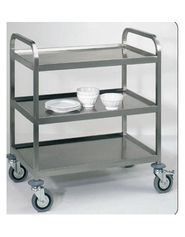 Carrello inox per trasporto pesante- 3 piani lisci-cm 108x61x96h