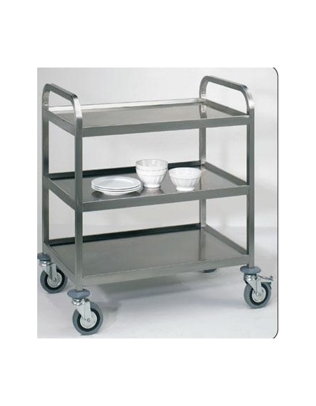 Carrello inox per trasporto pesante- 3 piani lisci-cm 108x61x96h