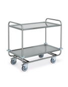 Carrello inox per trasporto pesante-2 piani stampati-cm 89x59x91