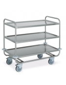 Carrello inox per trasporto pesante-3 piani stampati-cm 89x59x91