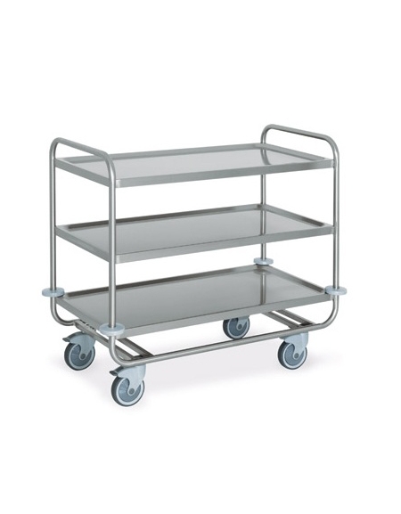 Carrello inox per trasporto pesante-3 piani stampati-cm 89x59x91