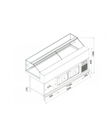 Vetrina fredda con cella da cm. 200