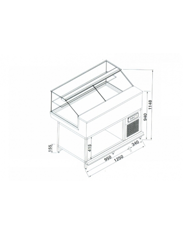 Vetrina snack neutra da cm. 125