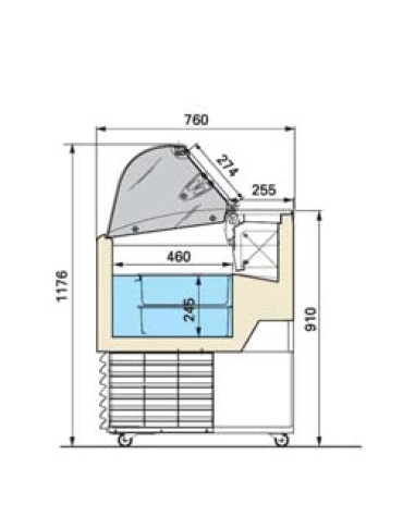 Vetrina gelato statica con vetri curvi N° 4 Vaschette Lt 5