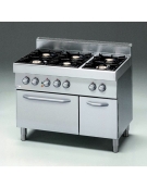 Cucina a gas 6 fuochi con forno elettrico a convenzione GN 1/1 - cm 110x70x85h