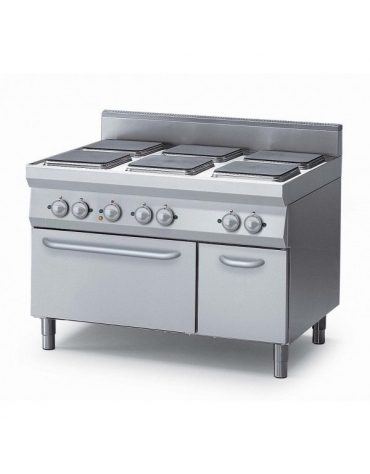 Cucina elettrica 6 piastre su forno elettrico statico e armadio 