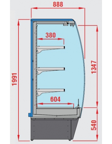 Murale refrigerato per latticini e salumi cm 106x88,8x199,1h