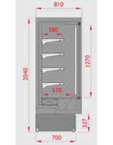 Murale refrigerato INOX con porte scorrevoli cm 133x81x204h