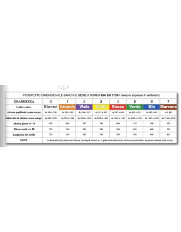 Banco monoposto regolabile trigrandezza - Sottopiano escluso - cm 70x50