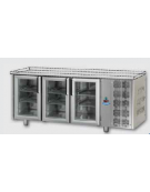 Tavolo Refrigerato GN 1/1 con 3 porte in vetro, 2 luci Neon, senza piano di lavoro cm 187x70x80h