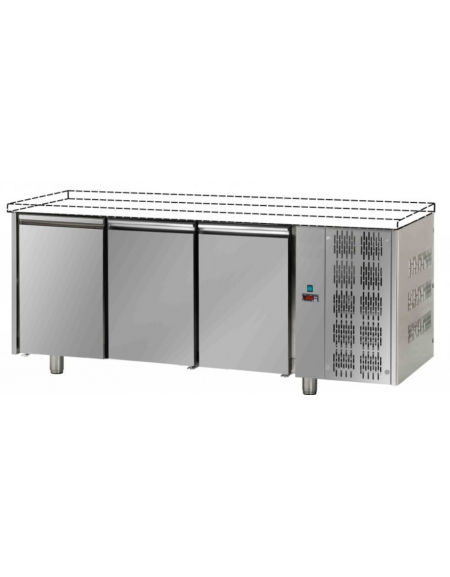 Tavolo Refrigerato GN 1/1 con 3 porte, senza piano di lavoro cm 187x70x80h