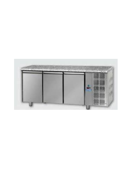 Tavolo Refrigerato GN 1/1 con 3 porte e piano di lavoro in Granito cm 188x70x85h