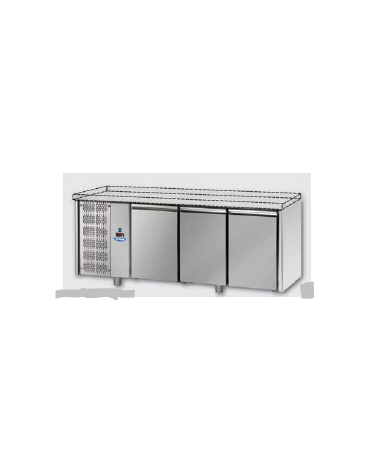 Tavolo Refrigerato GN 1/1 con 3 porte, senza piano di lavoro e gruppo motore a sinistra cm 187x70x80h