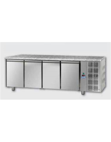 Tavolo Refrigerato GN 1/1 con 4 porte e piano di lavoro in Granito cm 233x70x85h