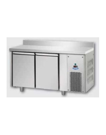 Tavolo Refrigerato GN 1/1 a bassa temperatura con 2 porte e piano in Acciaio Inox con alzatina 100 mm, cm 142x71,5x95h