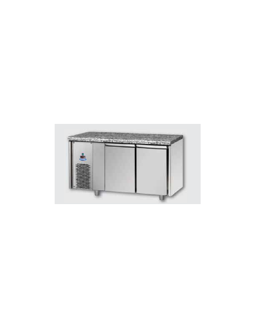 Tavolo Refrigerato GN 1/1 a bassa temperatura 2 porte piano di lavoro in Granito Gruppo motore a sx cm 143x71,5x85h