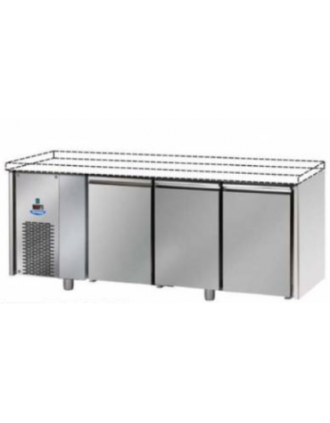 Tavolo Refrigerato GN 1/1 a bassa temperatura 3 porte senza piano di lavoro e con gruppo motore a sx cm 187x71,5x95h