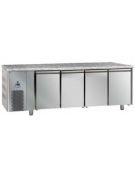 Tavolo Refrigerato GN 1/1 a bassa temperatura con 4 porte, piano di lavoro in Granito e motore a sx cm 233x71,5x85h