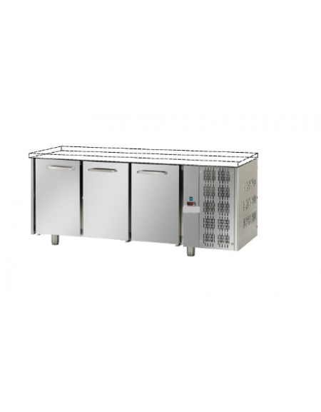 Tavolo Refrigerato GN 1/1 a temperatura normale con 3 porte senza piano di lavoro cm 187x70x80h