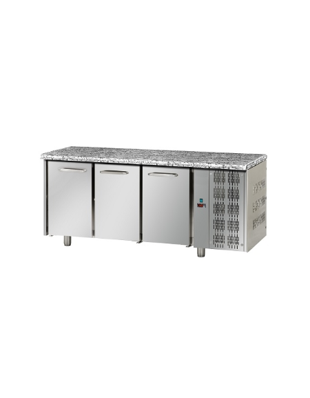 Tavolo Refrigerato GN 1/1 a temperatura normale con 3 porte e piano di lavoro in Granito cm 188x70x85h