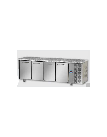 Tavolo Refrigerato GN 1/1 a temperatura normale con 4 porte e piano di lavoro in Granito cm 233x70x85h