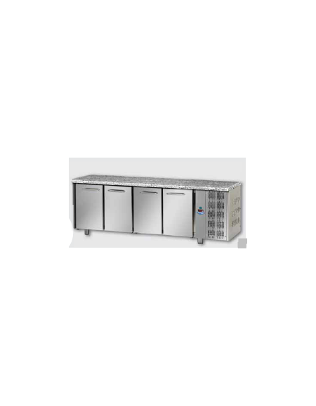 Tavolo Refrigerato GN 1/1 a temperatura normale con 4 porte e piano di lavoro in Granito cm 233x70x85h