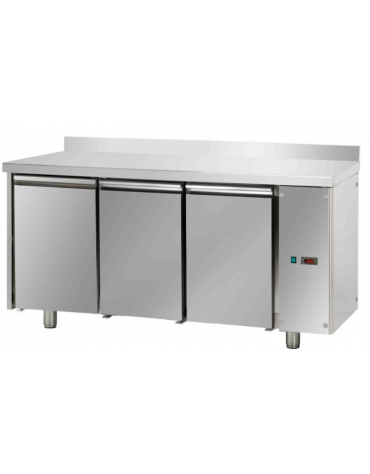 Tav. Refrigerato, 3 porte, con alzatina, predisposto per unità frigorifera remota cm 165x70x95h