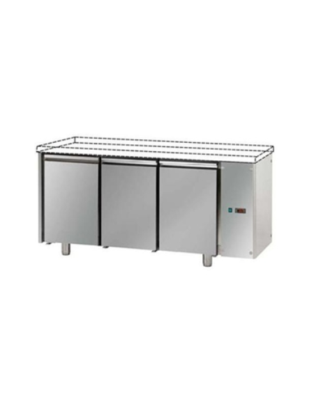 Tavolo Refrigerato GN 1/1 con 3 porte, senza piano di lavoro, predisposto per unità frigorifera remota cm 165x70x80 h