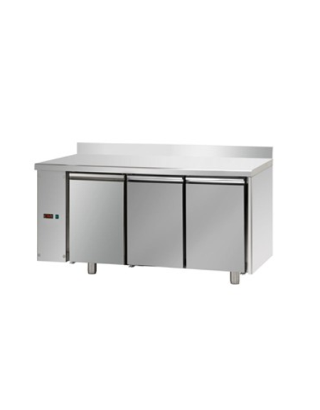 Tav. Refrigerato, 3 porte , con alzatina, predisposto per unità frigorifera remota a sinistra cm 165x70x95h