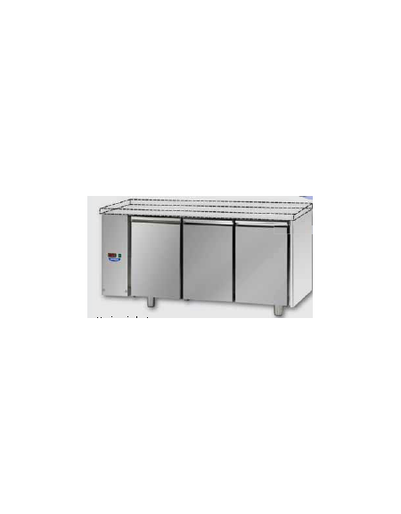 Tavolo Refrigerato GN 1/1 con 3 porte, senza piano di lavoro, predisposto per unità frigorifera remota a sinistra cm 165x70x80h